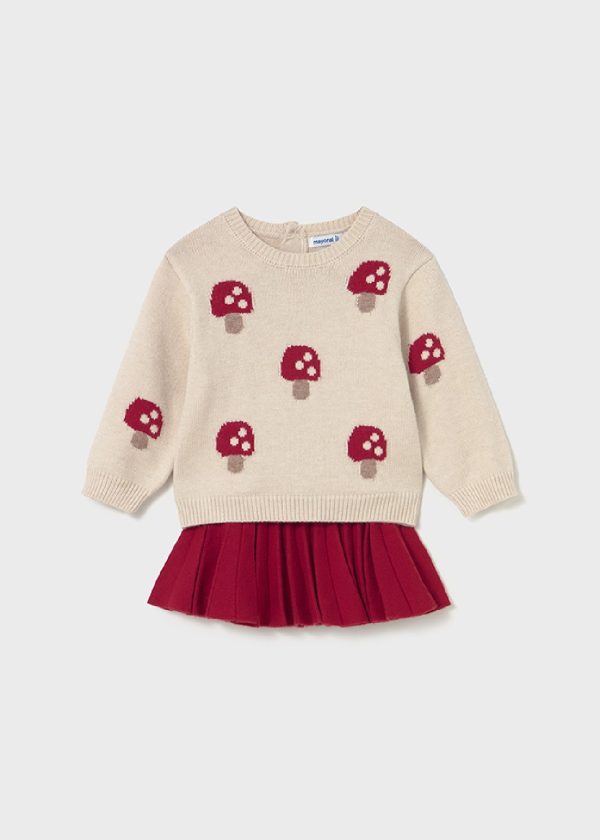 MAYORAL Completo gonna tulle e felpa bambina ROSSO