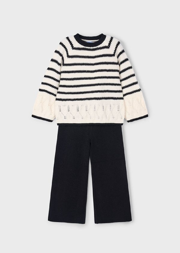 MAYORAL Completo pantalone e magione righe bimba NERO