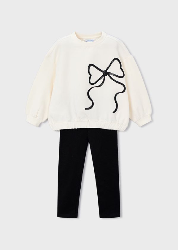 MAYORAL Completo leggings e felpa fiocco bambina NERO