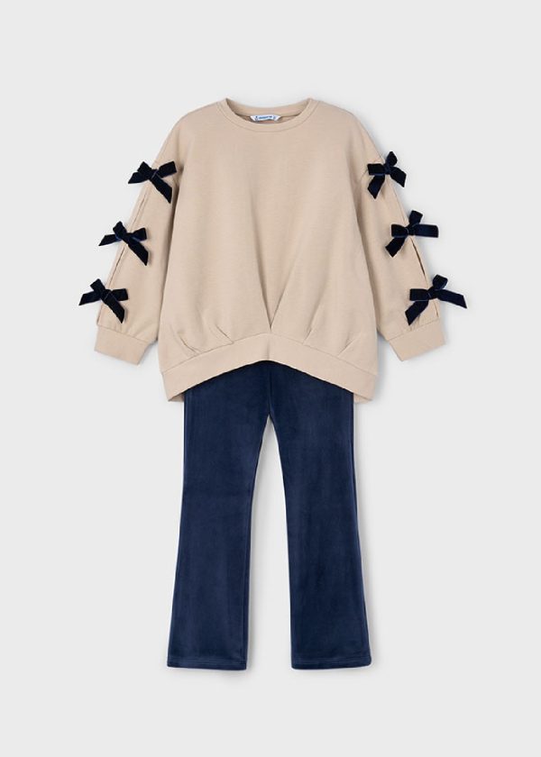 MAYORAL Completo leggings e felpa fiocco bambina MARINO