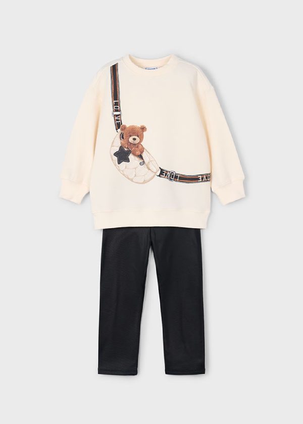 MAYORAL Completo leggings e felpa orso bambina NERO
