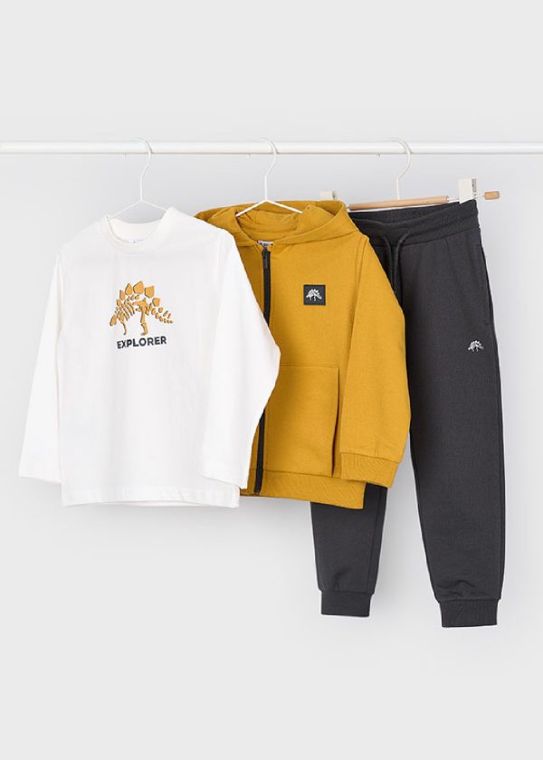 MAYORAL Tuta 3 pezzi giacca con zip pantalone e con maglietta bambino MOSTARDA