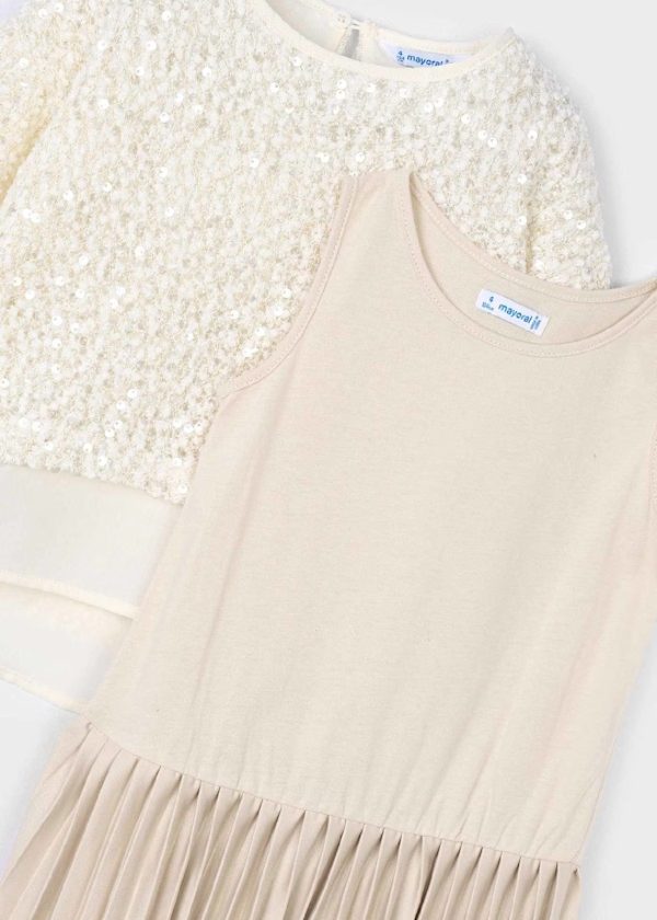 MAYORAL Vestito combined lustrini bambina SABBIA - immagine 3