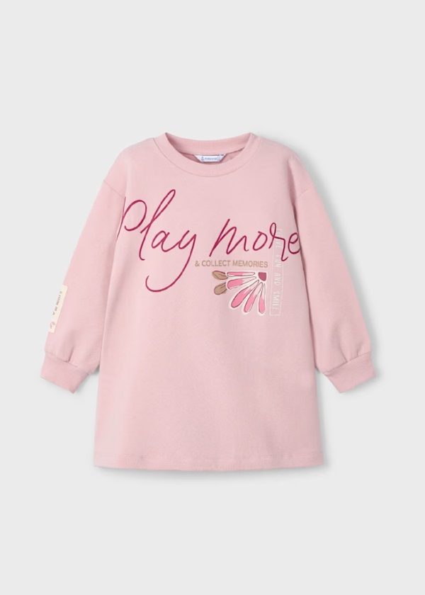 MAYORAL Vestito felpa scritta bambina 4929 nudo