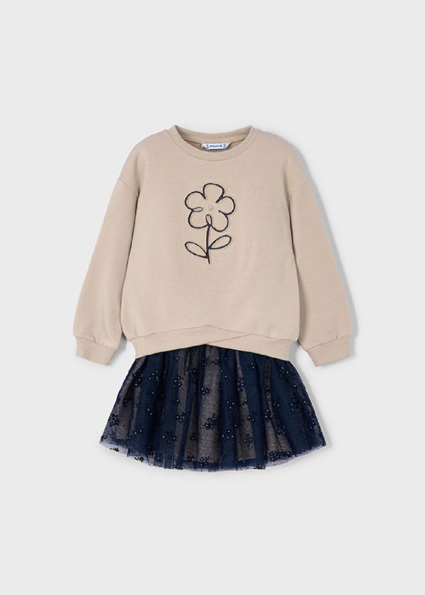 MAYORAL Completo gonna tulle e felpa bambina MARINO