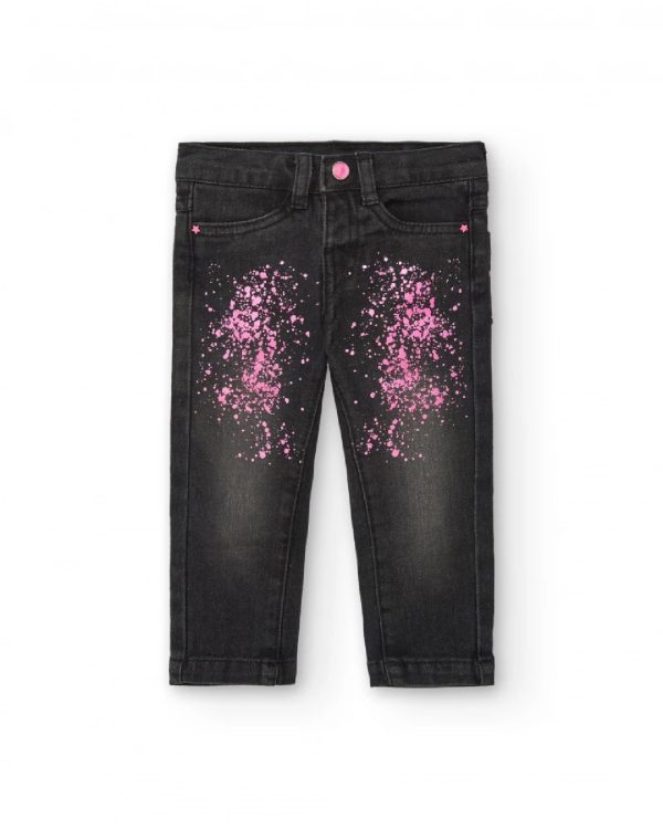 Tuc Tuc Pantaloni in denim grigio da bambina con stampa a schizzi della collezione Cosmic Girl GREY