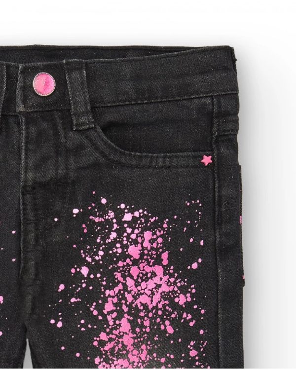 Tuc Tuc Pantaloni in denim grigio da bambina con stampa a schizzi della collezione Cosmic Girl GREY - immagine 3