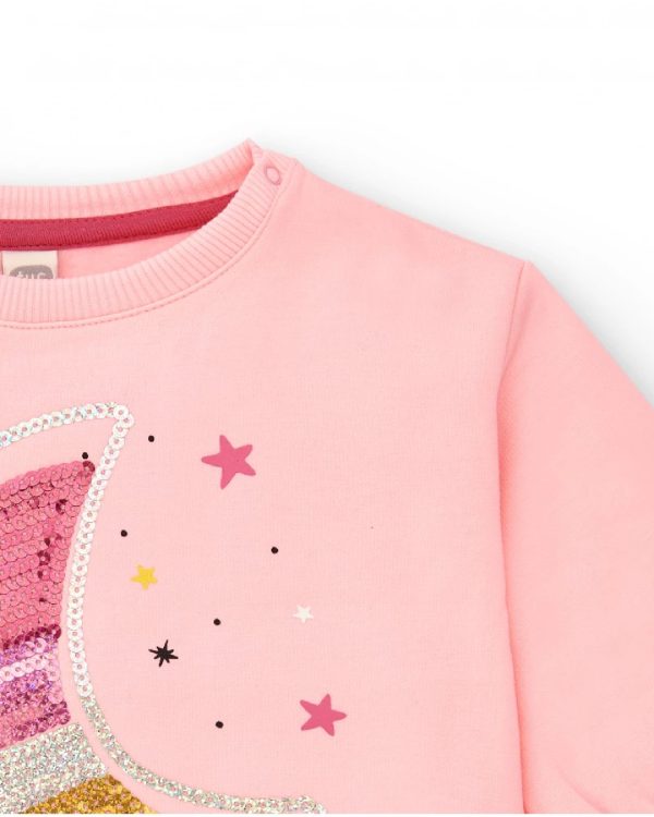 Tuc Tuc Felpa rosa con motivo a luna e paillettes per bambina della collezione Cosmic Girl PINK - immagine 2