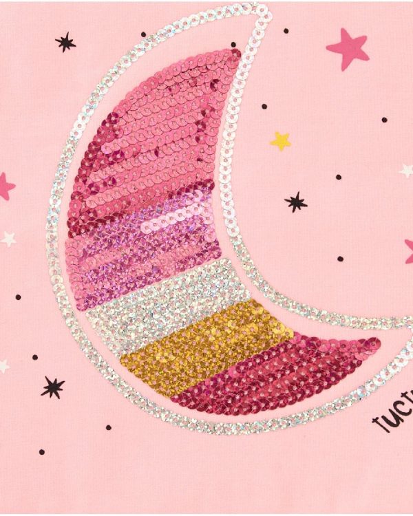 Tuc Tuc Felpa rosa con motivo a luna e paillettes per bambina della collezione Cosmic Girl PINK - immagine 3