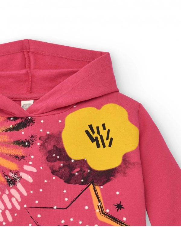 Tuc Tuc Felpa con cappuccio fucsia per bambine con motivo a stelle e luna Collezione Cosmic girl FUCHSIA - immagine 2