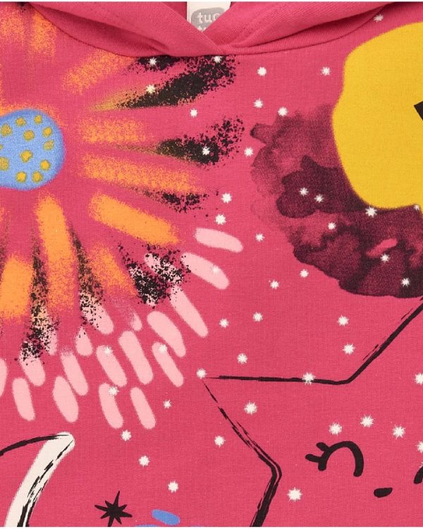 Tuc Tuc Felpa con cappuccio fucsia per bambine con motivo a stelle e luna Collezione Cosmic girl FUCHSIA - immagine 3