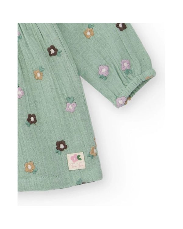 Tuc Tuc Vestito in chiffon per bambina di colore verde con ricami floreali 11398697 Green - immagine 2