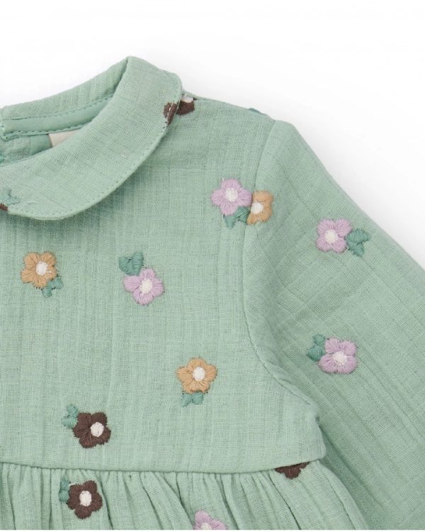 Tuc Tuc Vestito in chiffon per bambina di colore verde con ricami floreali 11398697 Green - immagine 3