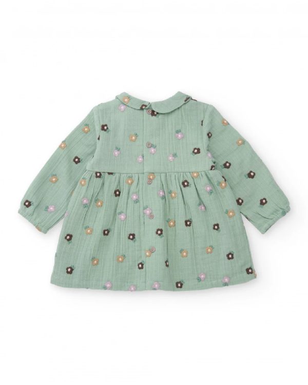 Tuc Tuc Vestito in chiffon per bambina di colore verde con ricami floreali 11398697 Green - immagine 4