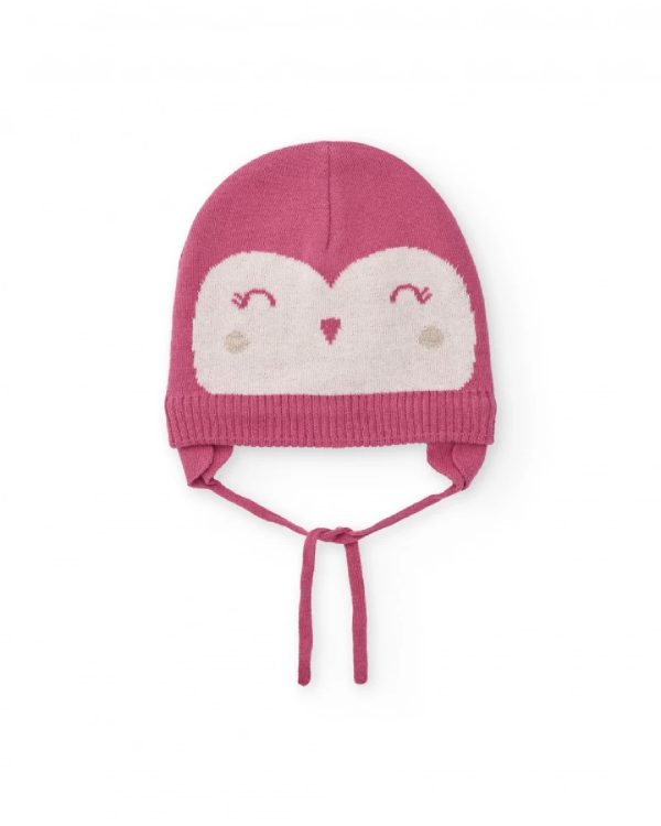 Tuc Tuc Berretto rosa lavorato a maglia per bambine con disegno di una faccina sorridente PINK