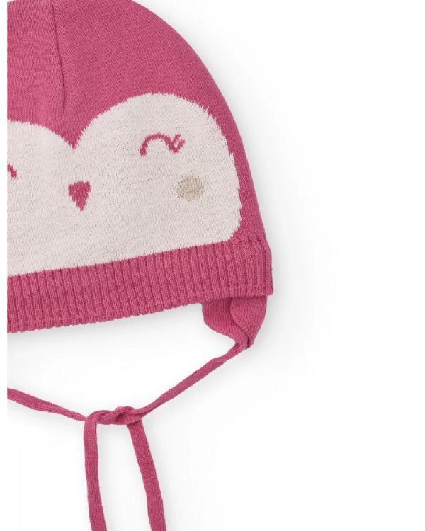 Tuc Tuc Berretto rosa lavorato a maglia per bambine con disegno di una faccina sorridente PINK - immagine 3