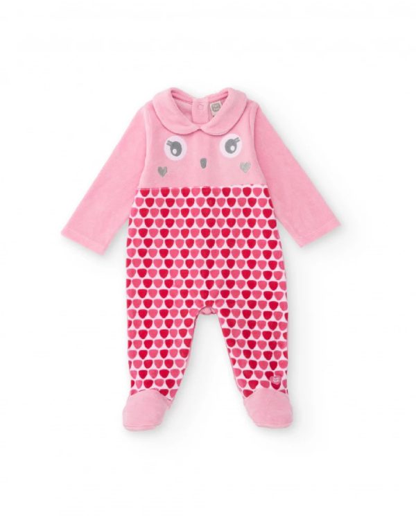 Tuc Tuc Tutina in velluto rosa per bambina con disegno di faccina e cuori 11398789 MAUVE