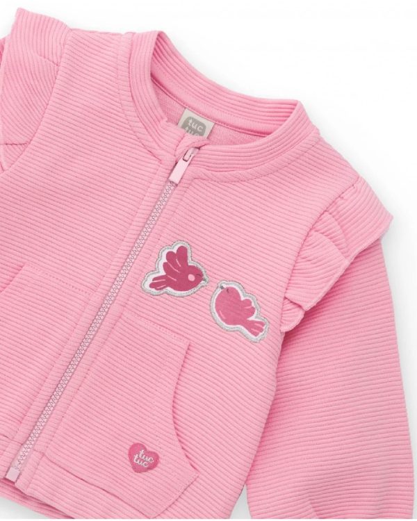 Tuc Tuc Completo tre pezzi per bambina in tonalità rosa con dettagli di uccellini MAUVE - immagine 2