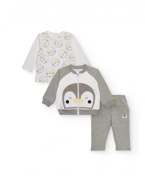 Tuc Tuc Set di tre pezzi per neonato con felpa, maglietta a maniche lunghe e pantaloni 11398945 GREY