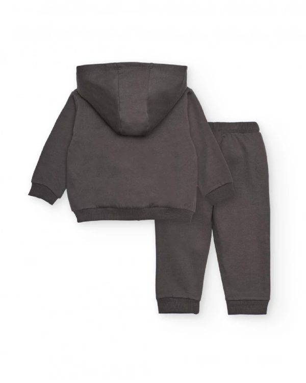 Tuc Tuc Completo con felpa con cappuccio per bambino in grigio con stampa grafica e dettagli verdi 11399137 DARK GREY - immagine 3