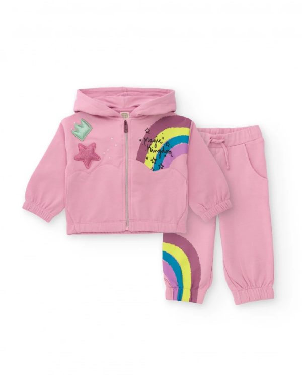 Tuc Tuc Completo felpa e pantaloni per bambina rosa con stampa arcobaleno 11399388 PINK