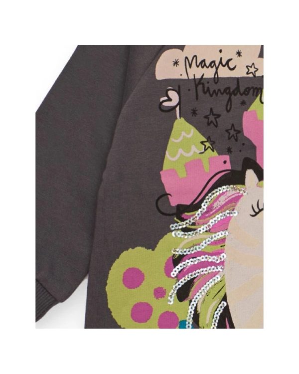 Tuc Tuc Vestito per bambina in grigio con stampa di unicorno e castello 11399397 DARK GREY - immagine 2