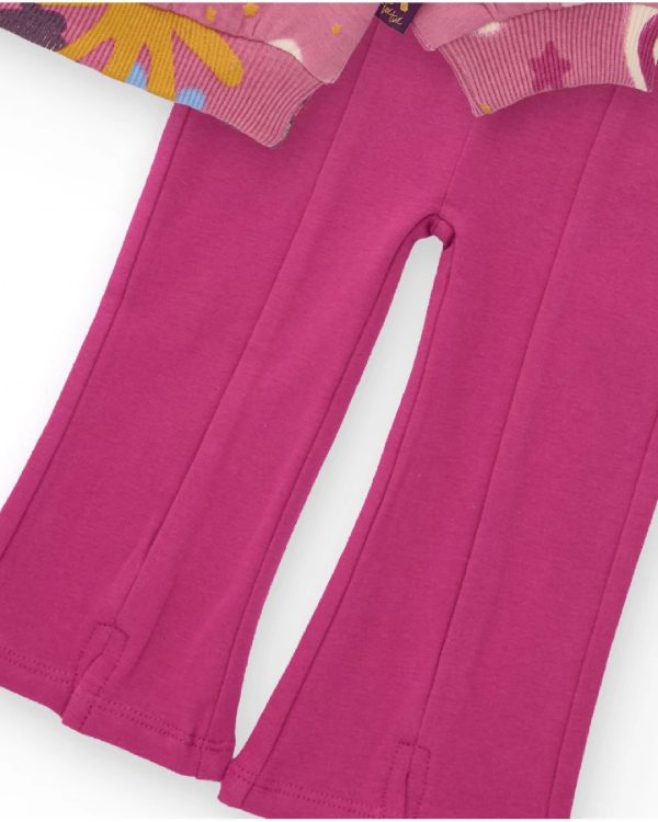 Tuc Tuc Completo per bambina con felpa rosa con stampa divertente e pantaloni a zampa LILAC - immagine 3