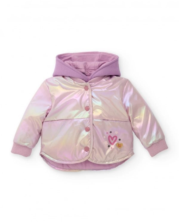 Tuc Tuc Parka rosa lucida con cappuccio per bambina LILAC
