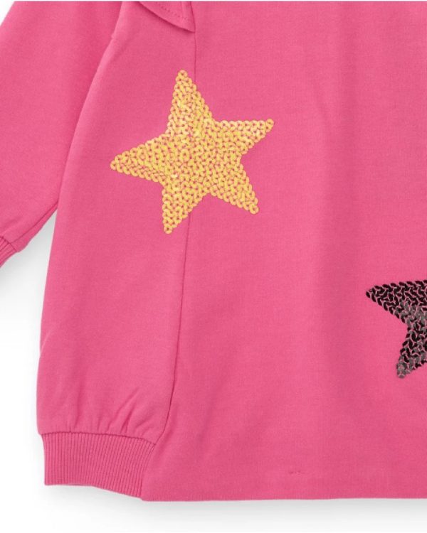 Tuc Tuc Vestito in maglia per bambina rosa con applicazioni di stelle e volant sulle spalle MAGENTA - immagine 2