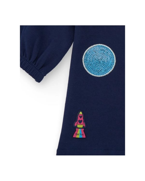 Tuc Tuc Vestito per bambina in blu navy con collo alto rosa e cerchi colorati dark blue - immagine 2
