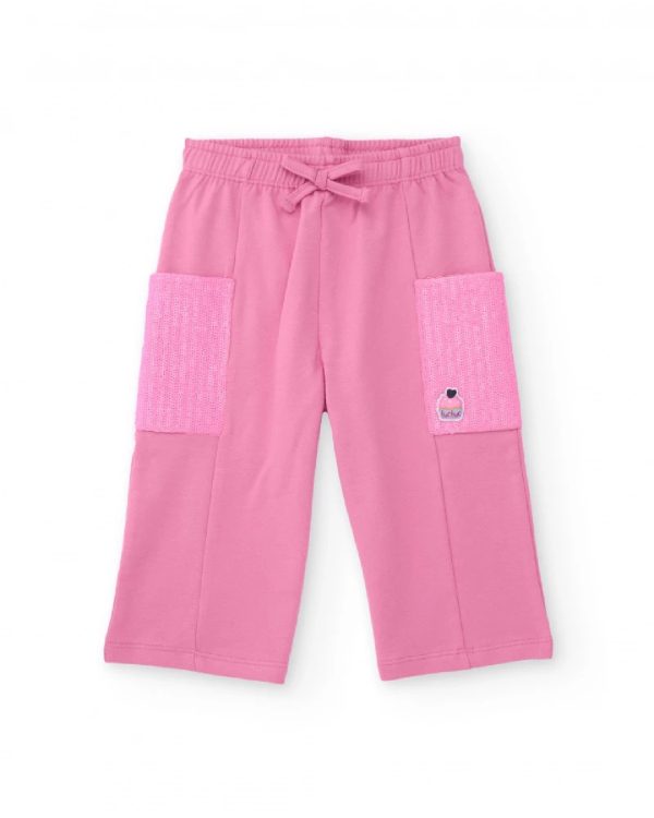 Tuc Tuc Pantalone rosa per bambina con tasche laterali con paillettes e cintura regolabile PINK