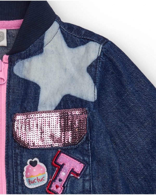 Tuc Tuc Vestito in denim per bambina con gonna in tulle e applicazioni di stelle DENIM BLUE - immagine 3