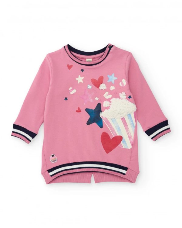 Tuc Tuc Vestito da bambina rosa con stampa di popcorn e stelle 11399698 PINK