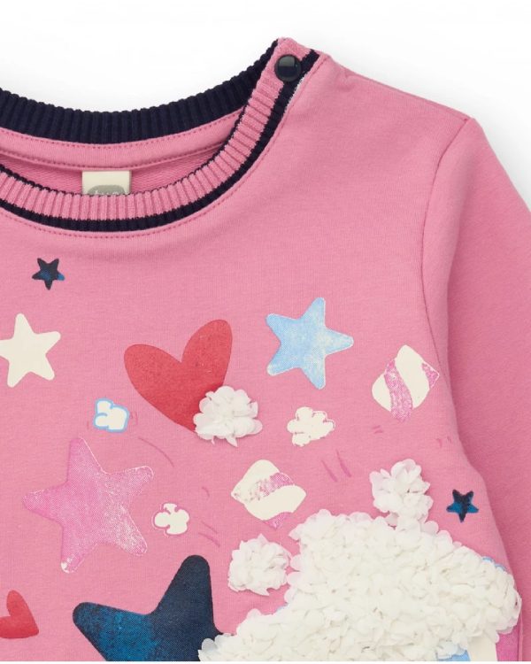 Tuc Tuc Vestito da bambina rosa con stampa di popcorn e stelle 11399698 PINK - immagine 2