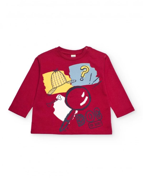 Tuc Tuc Maglietta a maniche lunghe per bambino rossa con stampa da detective 11399746 RED