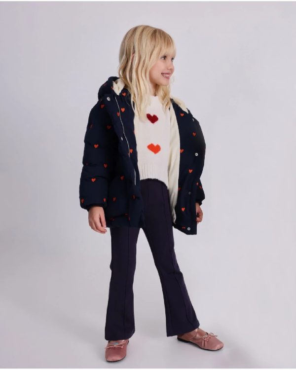 Tuc Tuc Cappotto per bambina blu navy con cuori ricamati BLUE - immagine 2