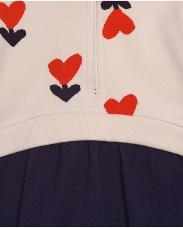 Tuc Tuc Abito per bambina in panna e blu navy con cuori e zip 11399797 BEIGE - immagine 2