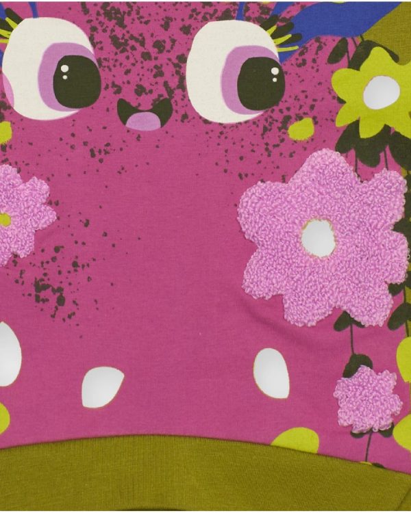 Tuc Tuc Maglietta a maniche lunghe per bambina verde con stampa di mostro floreale olive - immagine 2