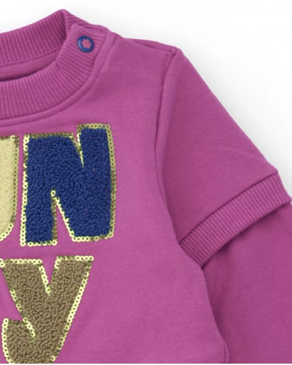 Tuc Tuc Vestito in maglia per bambina colore magenta con gonna in tulle stampato - immagine 3
