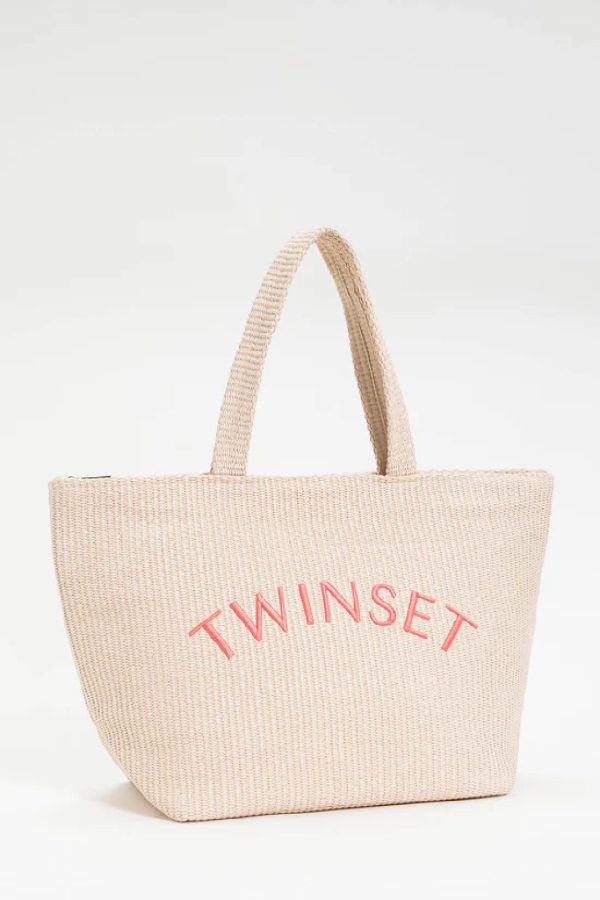 Twin Set SHOPPER - Shopping bag -  beige e corallo ALMOND BEIGE