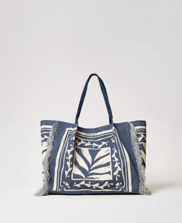 Twin Set TOTE IN CANVAS STAMPATO.ST ST.FOULARD CLASSIC BLUE/SUGAR