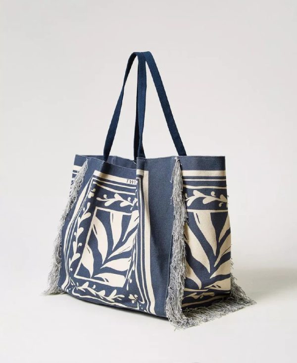 Twin Set TOTE IN CANVAS STAMPATO.ST ST.FOULARD CLASSIC BLUE/SUGAR - immagine 2