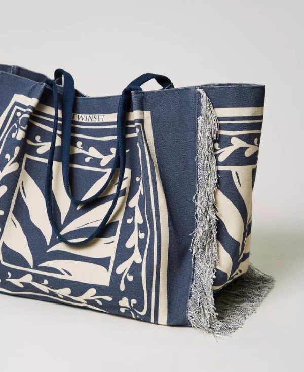 Twin Set TOTE IN CANVAS STAMPATO.ST ST.FOULARD CLASSIC BLUE/SUGAR - immagine 3
