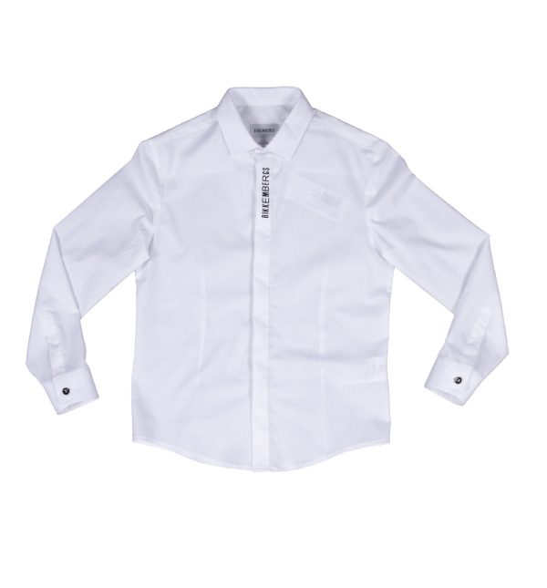 BIKKEMBERGS KIDS camicia bianca bottoni a scomparsa logo BK1162