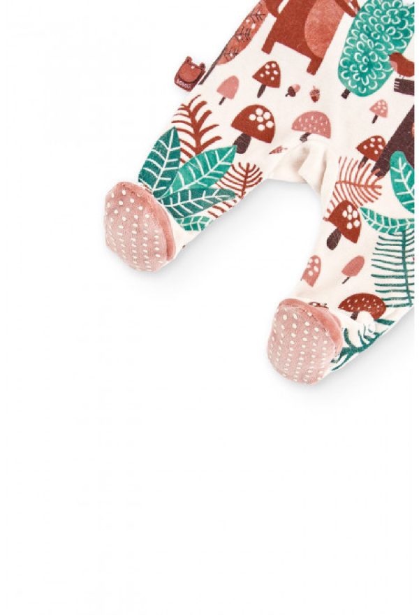 BOBOLI Tutina in ciniglia unisex stampata chiusura laterale  per neonati talco - immagine 5