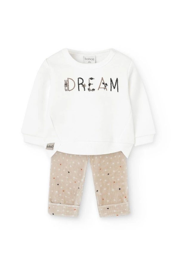 BOBOLI Completo neonata felpa e pantaloni in maglia STAMPATO