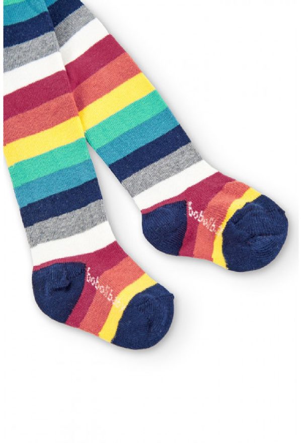 BOBOLI calzamaglia da neonata a righe in multicolor. disponibile dalla taglia 0 mesi a 2 anni rosso - immagine 2