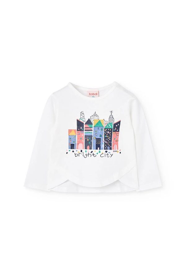 BOBOLI Maglietta bambina di cotone bianco edifici 202115 OFF WHITE