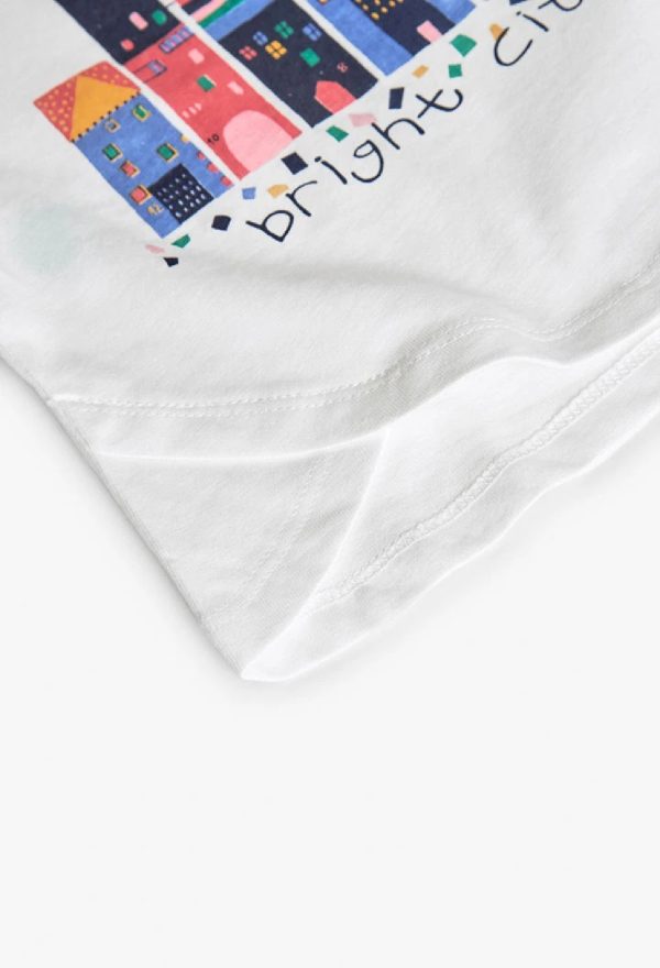 BOBOLI Maglietta bambina di cotone bianco edifici 202115 OFF WHITE - immagine 2