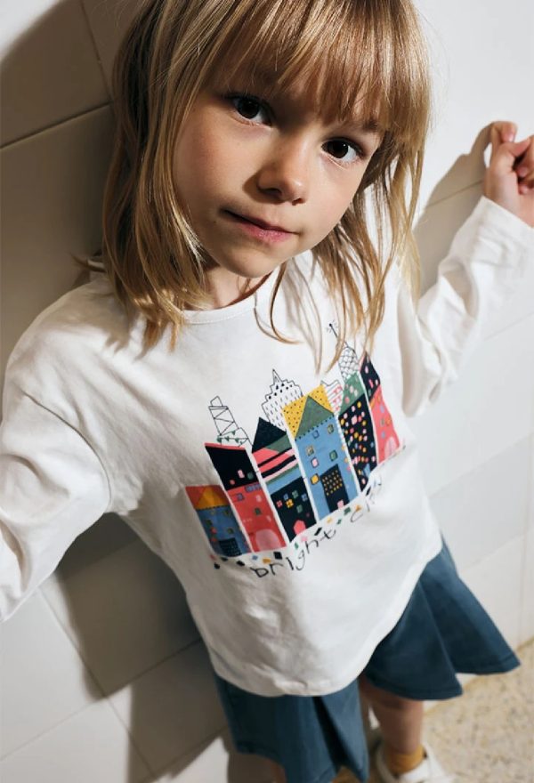 BOBOLI Maglietta bambina di cotone bianco edifici 202115 OFF WHITE - immagine 5